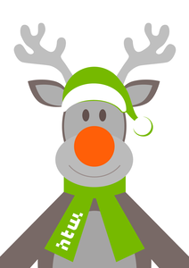 Illustration: Rudolph im Porträt mit einem grünen HTW-Schal um den Hals