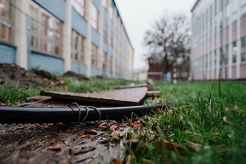 Das Testkabel im freien Gelände © HTW Berlin/Alexander Rentsch