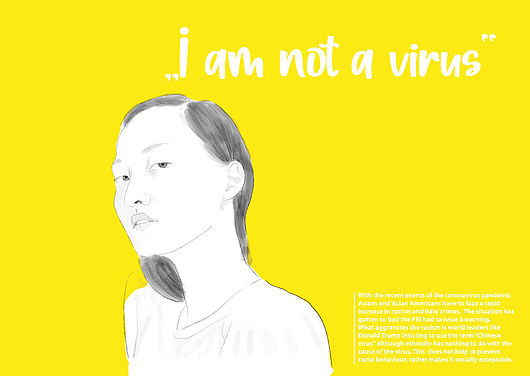 Zeichnung einer Frau mit dem Satz: I´m not a virus