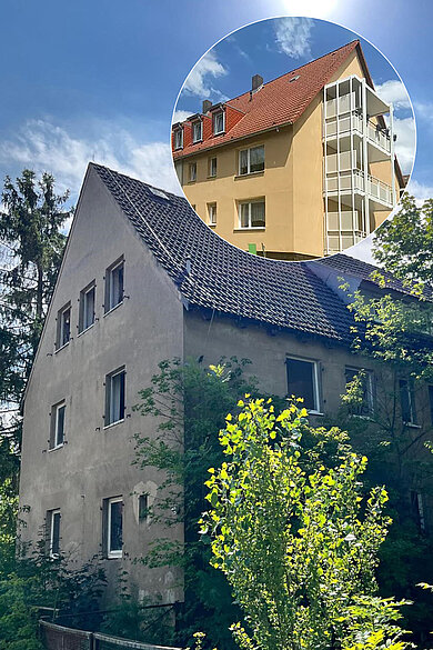 Fotomontage von zwei Häusern
