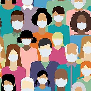 Illustration: Menschen, die medizinische Gesichtsmasken tragen