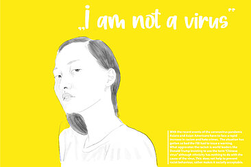 Zeichnung einer Frau mit dem Satz: I´m not a virus