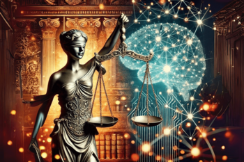 Justizia mit Gedankenwolke