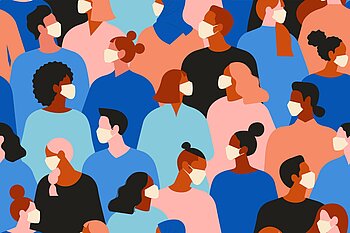 Illustration: Menschen, die medizinische Gesichtsmasken tragen
