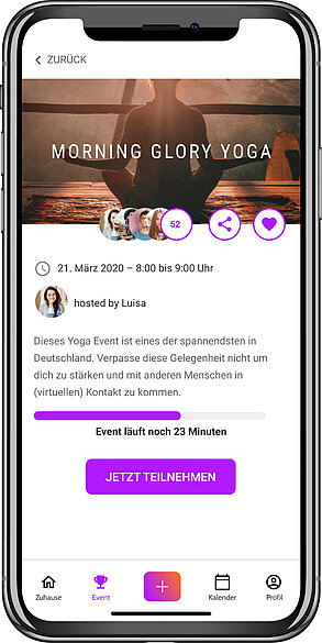 Screenshot der App auf dem Smartphone 