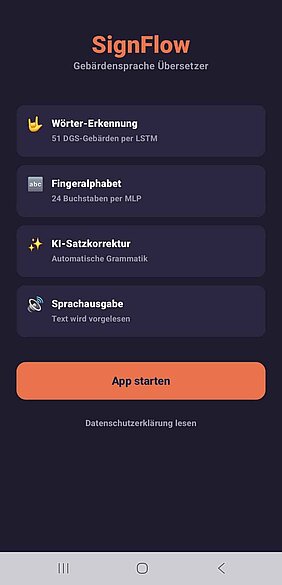 Screenshot der App © Projektteam